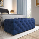 BELLEZE Modern 46 Inch Rectangular Velvet Ottoman, Tufted Bench for Living Room, Bedroom or Entryway Seating, Vintage Style Upholstered Footrest - Zayne (Navy Blue)