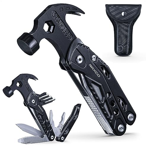 RAXCO Multitool Hammer Claw Hammer Multi-Tool with Screwdrivers, Multitool Pocket Pincers,Gifts for Men(Black)