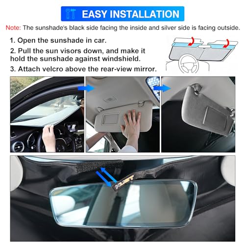 KUST Custom Fit Windshield Sun Shade for Ford Focus 2012-2018 Hatchback Accessories Window Shade Foldable Sun Visor Protector Blocks UV Rays Keep Your Car Cooler