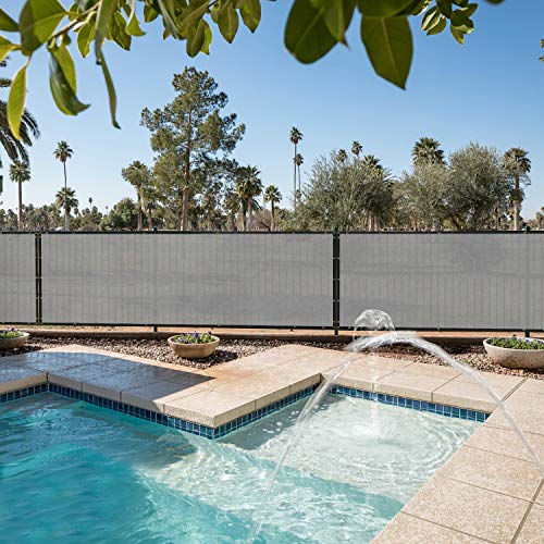 E&K Sunrise Fence Privacy Screen with Zipties, Gray 6' x 20' Commercial Outdoor Backyard Porch Deck Shade Windscreen Mesh Fabric 90% Blockage -Customized