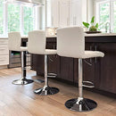 Yaheetech Bar Stools Set of 2, PU Leather Adjustable Swivel Barstools, Armless Hydraulic Kitchen Counter Bar Stool, Kitchen Island Chairs Set of 2, White