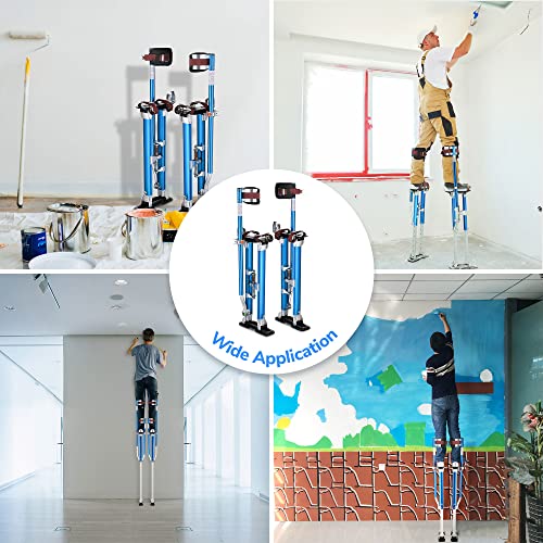 ZeHuoGe Blue Drywall Stilts 24"-40" with Knee Pads Protection, Adjustable Aluminum Tool Stilt for Painting Taping or Cleaning (Blue 24" - 40")