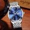 LIGE Watch for Men Fashion Elegant Analog Quartz Watch for Male Casual Waterproof Silver Stainless Steel Calendar Luxury Business Gents Dress Wristwatch Blue Round Dial