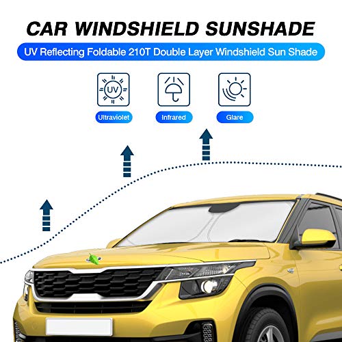 KUST Custom Fit Windshield Sun Shade for 2021-2023 2024 2025 Kia Seltos Window Shade Sun Visor Protector Foldable Blocks UV Rays Keep Your Car Cooler