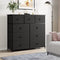 Luxsuite Chest of 9 Drawers Tower Dresser Tallboy Storage Cabinet Closet Organizer Unit Fabric Bin Wood Top Black Bedroom Living Room