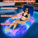 Inflatable Pool Floats Adults with Light, Solar Powered Swimming Pool Chair, Inflatable Pool Floaties Chair, 55 inch Large Pool Float with Night Lights, Summer Beach Pool Lounge with Cup Holder