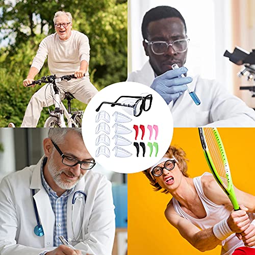 AFUNTA 4 Pairs Safety Glasses Side Shields, Flexible Slip On Side Shields for Prescription Glasses with 4 Pairs Silicone Anti-Slip Ear Grip Hooks, for Small to Medium Eyeglasses, Red, Large