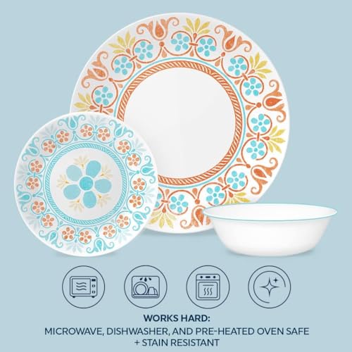 Corelle Terracotta Dreams Dinnerware Set, 18 Piece, 6 x 26cm Dinner Plate, 6 x 17cm Bread & Butter Plate, 4 x 532mL Soup/Cereal Bowl