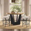 COLAMY Modern Bar Stools Set of 4, 24" Sherpa Counter Height Stools with Round Soft Padded Boucle Backless Seat and Metal Mid-Century Base, Cream