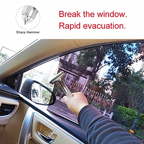 Car Safety Hammer - Emergecy Car Escape Tool, Metal Window Hammer, Glass Breaker with Seat Belt Cutter, Hard Aluminium Alloy Head Design