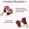 SATINIOR 4 Pairs Cat Paw Gloves Fingerless Gloves Mittens Half Finger Paw Gloves Winter Plush Gloves for Kids Adult Cosplay, Black, Beige, Gray and Dark Brown, 8.5 x 5.9 inches