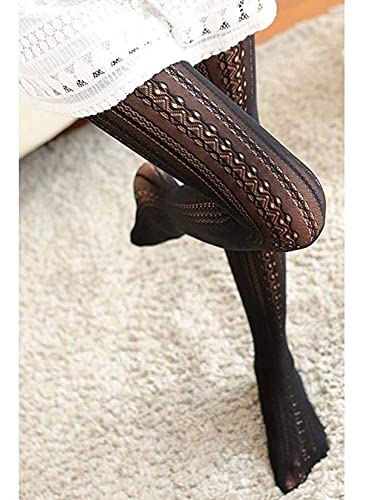 Women's Fishnet Knitted Tights Patterned Stockings Transparent Pantyhose Sexy High-Waist Lace Leggings