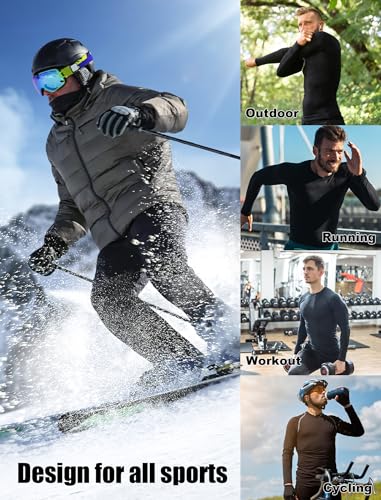 OYGSieg 3 Pack Mens Thermal Shirts Long Sleeve Compression Shirts Athletic Base Layer Top Cold Weather Gear Underwear, 3 Pack(black and Grey), Small