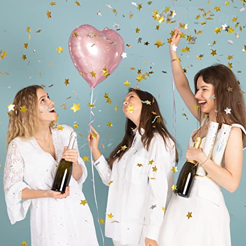 Gold Confetti Poppers 4 Pack | Confetti Cannon Party Poppers Confetti Shooter for Events Birthday Celebration | Bulk Streamer Blaster Cannon Star Launcher | Large Prank Package Gun Tube Stick
