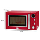 Clatronic MWG 790 2-in-1 Microwave Retro Design, 700 W Microwave Power, 1000 W Grill Power, 20 L Cooking Chamber, Timer Function, Child Lock Red