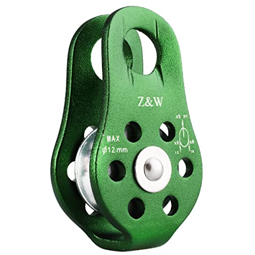 TRIWONDER 20kN Climbing Pulley Rescue Pulley Single Sheave Aluminum Fixed Eye Rock Rope Pulley (Green)