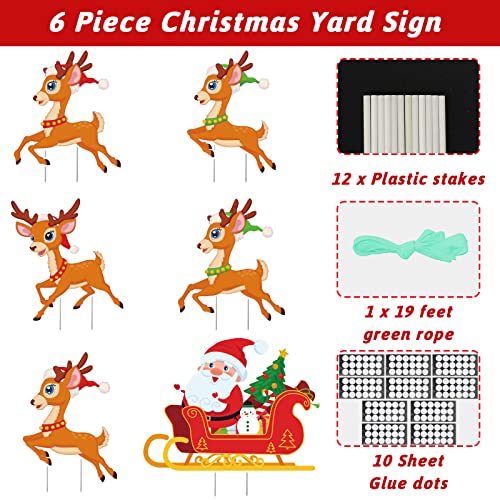 Christmas Yard Signs Santa Garden Stakes Christmas Deer Lawn Corrugated Yard Sign Outdoor Decor for Xmas Holiday Outside Yard Decor Elk Santa Claus Home Garden Patio Yard Lawn Xmas Decoration 6 Piece