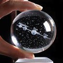 Qianwei 3D Solar System Crystal Ball 80mm 3.15" Laser Engraved Hologram with 4 Colors Light Led Lamp Stand, Galaxy Glass Ball, Planets Sphere, Home Office Decor