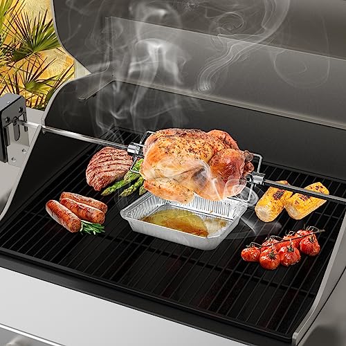 onlyfire Double Ended 8-Prong Rotisserie Fork + 4-Prong Meat Forks (2 Pieces), BBQ Grill Rotisserie Chicken Forks Kit, Fits 12 MM Hexagon & 10 MM and 8 MM Square Spit Rods