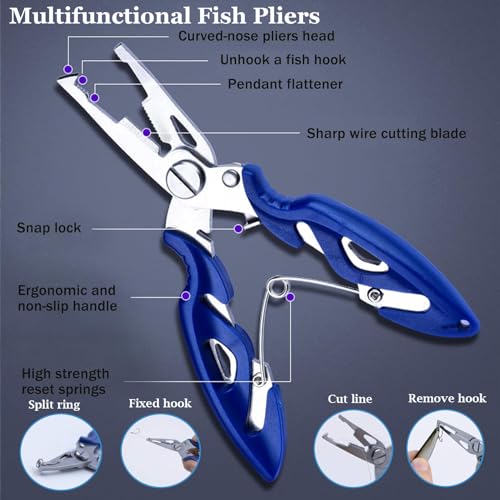 Fishing Net,Foldable Collapsible Telescopic Pole Handle Fish Landing with Fishing Plier,Rubber Coated Floating Fishing Net for Steelhead,Fly,Safe Fish Catching or Releasing with Fish,Extend to73-92CM