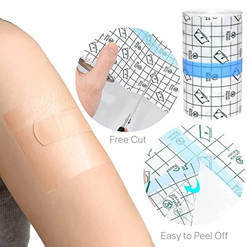 Large Waterproof Transparent Bandage, 6x200 inch, Stretch Adhesive Bandage Clear Adhesive Film Bandages Post Surgical Shower Shield Dressing Tape for Tattoo Aftercare Swimming Showering