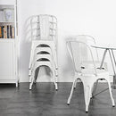 Yaheetech Metal Dining Chairs Indoor/Outdoor Coffee Kitchen Chairs Stackable Chic Dining Bistro Cafe Side Chairs Set of 4, Distressed White