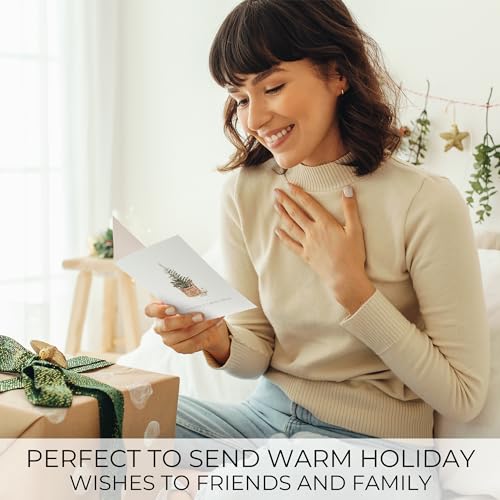 ZICOTO Beautiful Christmas Cards Set of 20 - Incl. Bulk Envelopes, Matching Stickers And Storage Box - Perfect to Send Warm Holiday Wishes to Friends and Family