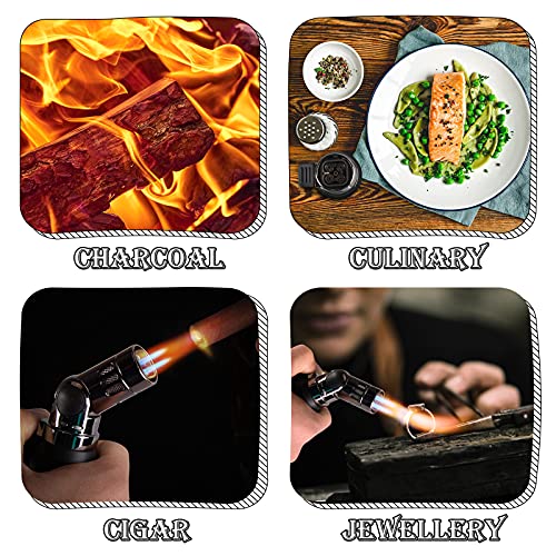 DOMINOX 2 Pack Torch Lighters,4 Jet Flame Butane Lighter,Refillable Windproof Lighter for Gift Grill BBQ Camping (Butane Gas Not Included)
