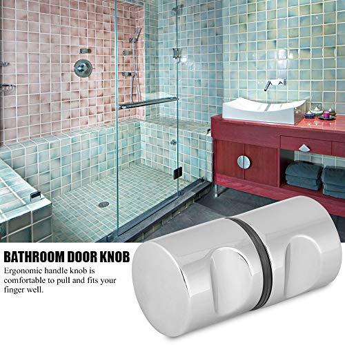Alvinlite Shower Door Knob Home Hotel Bathroom Back to Back Groove Chrome Plated Handle Pull Door Opener(Style