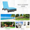Outsunny Wicker Chaise Lounge, Outdoor Lounge Chair, 5-Level Adjustable Backrest S-Shape Rattan Lounger with Cushion & Wheels for Patio, Deck, Poolside, Sky Blue