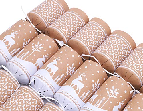 Toyland Pack of 6 Eco Friendly Reindeer Christmas Crackers - 100% Recyclable & Plastic Free