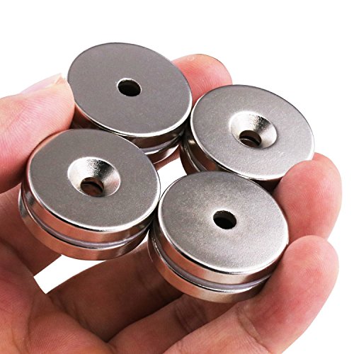 Neodymium Disc Countersunk Hole Magnets, 1.26"D x 0.2"H Strong Permanent Rare Earth Magnets with Screws - Pack of 12