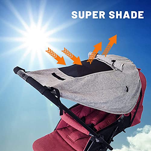 LXLUOO Baby Stroller Sun Cover,Baby Carriage Awning, Pram Sunshade, with Viewing Window for Strollers Pushchairs UV Protection Water Resistant Easy to Install (Gray)