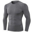 SPVISE 3 Pack Men's Compression Shirts Long Sleeve Workout Gym T-Shirt Running Tops Cool Dry Base Layer Athletic Undershirts, Crewneck- Black+white+grey, Large