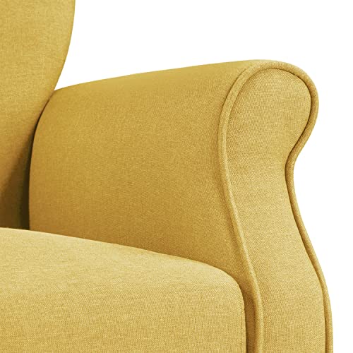 Yaheetech Modern Armchair, Mid Century Accent Sofa Chair with Sturdy Wood Legs and High Back, Upholstered Fabric Sofa Club Chair for Living Room/Bedroom/Office, Yellow