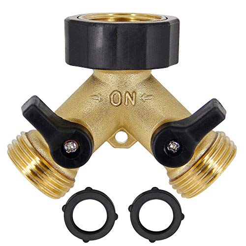 Lifynste 2 Way Brass Hose Splitter, 3/4" Brass Hose Connectors, Y Connector Garden Hose Adapter Connector, 1 Pack