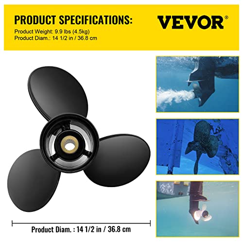 VEVOR Outboard Propeller, Replace for OEM 3817468, 3-Blade 14.5" x 19" Pitch Aluminium Boat Propeller, Compatible with Volvo Penta SX Drive All Models, with 19 Tooth Splines, RH