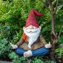 Large Meditating Zen Garden Gnome Statue Figurine - Middle Finger Angry Namaste, Nomb Statue Decor Ornament for Flowers Lawn, Patio & Yard Art, Sculpture 9.5" Tall (Naughty Meditating)