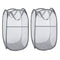 WD&CD 2PCS Laundry Baskets Foldable Pop Up Mesh Washing Basket Laundry Basket Bag Large Storage Basket Bin Laundry Hamper Toy Tidy Storage Organiser Organizer-Gray