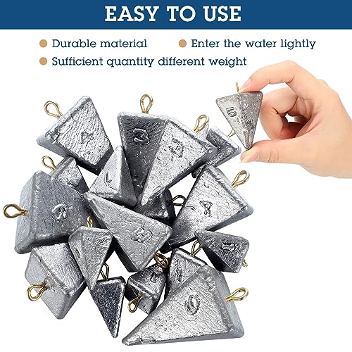 Zhanmai 21 Pcs Fishing Weights Sinker Kit Rig Fishing Weights Sinker Weights Pyramid Fishing Sinker Saltwater Fishing Sinkers Bass Fishing Casting in 1 oz, 3 oz, 4 oz, 6 oz