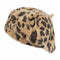 ZLYC Womens Rabbit Fur French Beret Hat Leopard Print (Brown)