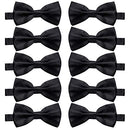 10 Pcs Elegant black Pre-tied Bow ties Formal Tuxedo Bowtie Set with Adjustable Neck Band,Gift Idea For Men And Boys (10 Pcs6)