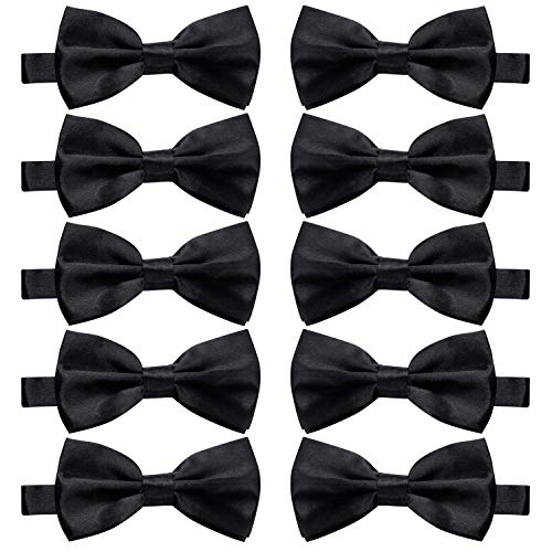 10 Pcs Elegant black Pre-tied Bow ties Formal Tuxedo Bowtie Set with Adjustable Neck Band,Gift Idea For Men And Boys (10 Pcs6)