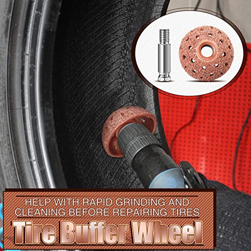 2 Pieces Tire Patches Tools, Tire Patch Roller and Tire Buffer Wheel, Tire Repair Grinding Head Buffing Wheel for Air Tire Buffer (42 mm)