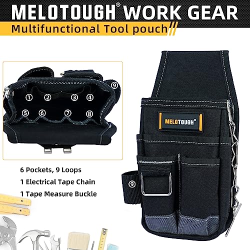 MELOTOUGH Small Tool Pouch, Pocket Tool Pouch Tool Belt Pouches with Belt Clip Utility Mini Tool Organizer Pouch for Electrician, Carpenter, Construction, Technician