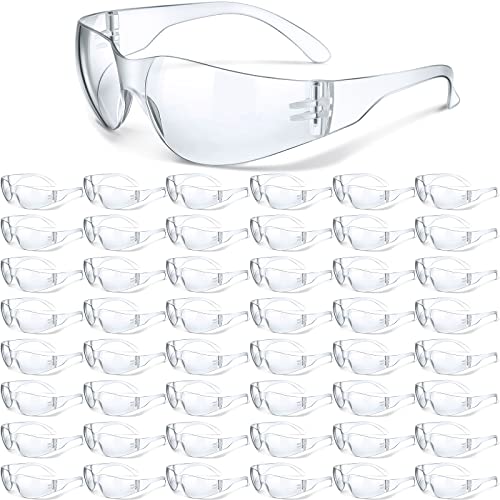 Weewooday 48 Pcs Safety Glasses One Size Safety Eyewear Eye Protection Goggles with Clear Protective Lens for Work Lab (Clear)