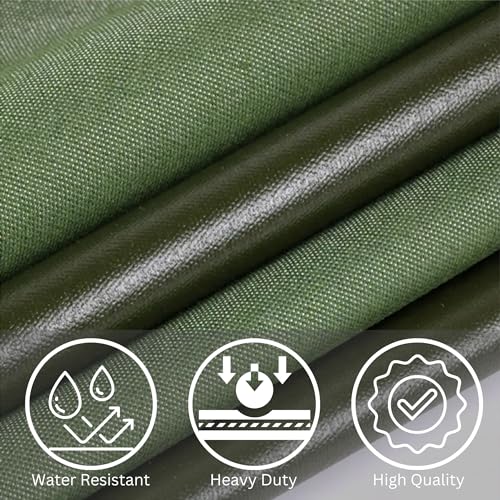 Kiliroo Heavy Duty Canvas Tarp Multi Purpose Waterproof Poly Tarp Cover for Camping, Hunting, Reinforced Grommets, Outdoor Use 3x3 Meter, Army Green