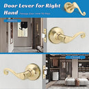 Bonpoly 10 Pack Gold Door Handles, Wave Style Door Lever Passage Door Handle for Hallway and Closet, Keyless Interior Door Levers in Satin Brass Finish, Right Handing