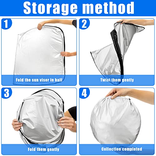 Sunshade Designed for Tesla Model Y Exclusively, Front Windshield, Double Layer Light Blocking Fabric, Foldable Sun Shade with a Storage Bag, Accessories for Tesla Model Y (for Model Y)