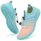 WateLves Water Shoes Mens Womens Beach Swim Shoes Quick-Dry Aqua Socks Pool Shoes for Surf Yoga Water Aerobics, G/Pink/Blue, 8.5 Women/7 Men